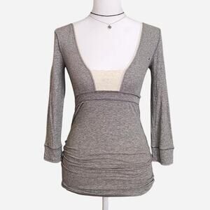 VTG 2000s Hollister Gray Babydoll top w Lace Detail